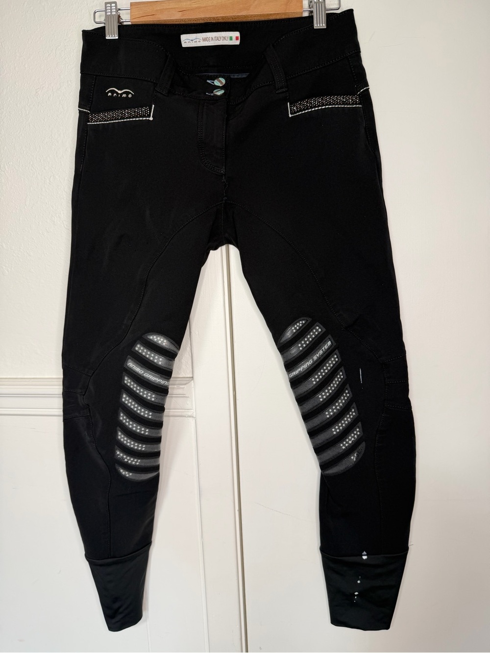 Animo Black women’s Skinny Riding Breeches with Silicone Knee Grip size 25